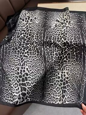 Snow Leopard Print Sqaure Silky Satin Scarf